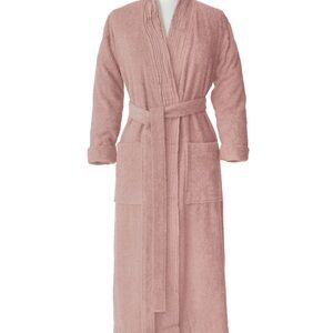 Pure Fiber Turkish Cotton Terry Cloth Pleated Bathrobe Elegant Pink Women's Robe